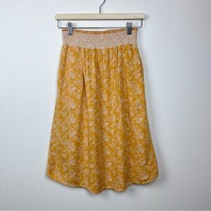 Hinge Skirt Womens Extra Small Midi Smocked Waist Floral Cottagecore Boho